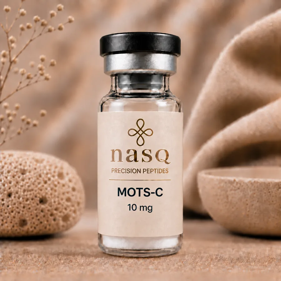 nasQ MOTS-c 10 mg research peptide vial